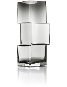 Vase design moderne glaçons Cubique H 30 cm Verre recyclé Gris foncé The Rummikub 
