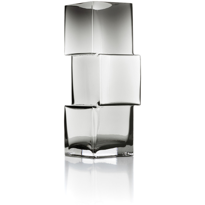 Vase design moderne glaçons Cubique H 30 cm Verre recyclé Gris foncé The Rummikub 