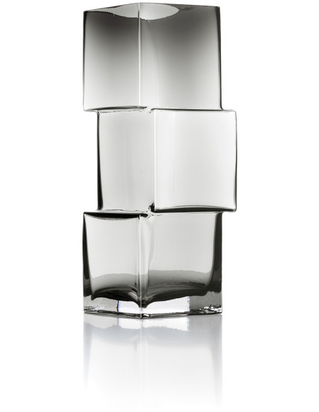 Vase design moderne glaçons Cubique H 30 cm Verre recyclé Gris foncé The Rummikub 