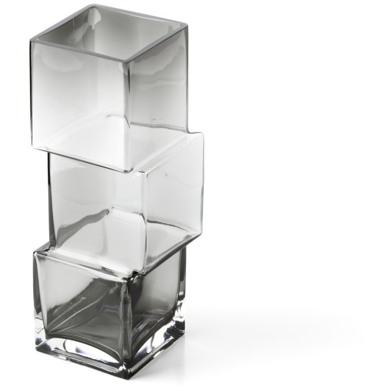 Vase design moderne glaçons Cubique H 30 cm Verre recyclé Gris foncé The Rummikub 