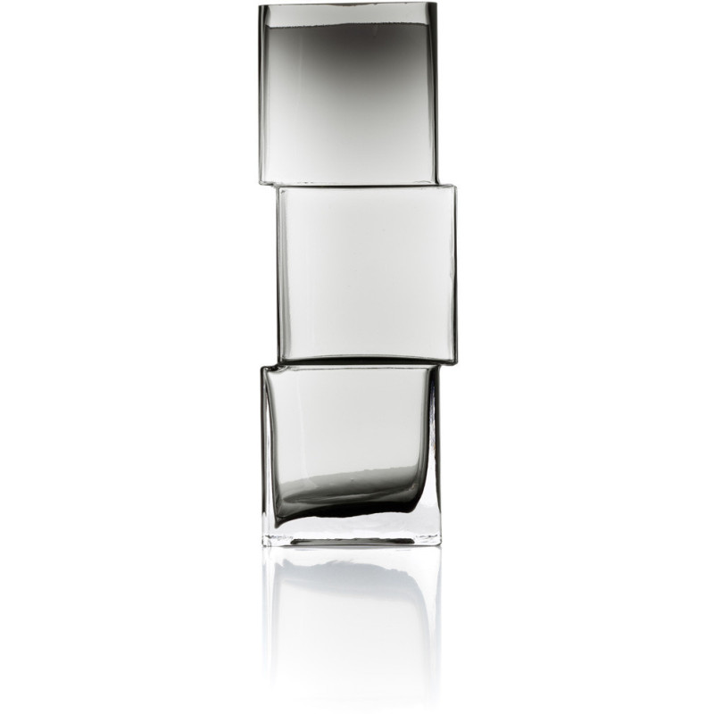 Vase design moderne glaçons Cubique H 30 cm Verre recyclé Gris foncé The Rummikub 
