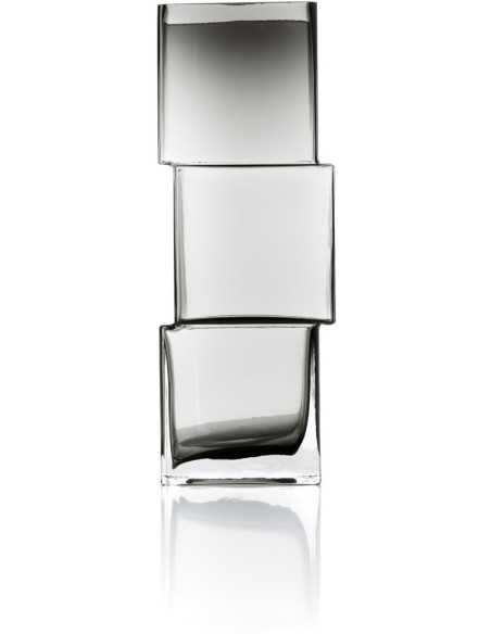 Vase design moderne glaçons Cubique H 30 cm Verre recyclé Gris foncé The Rummikub 