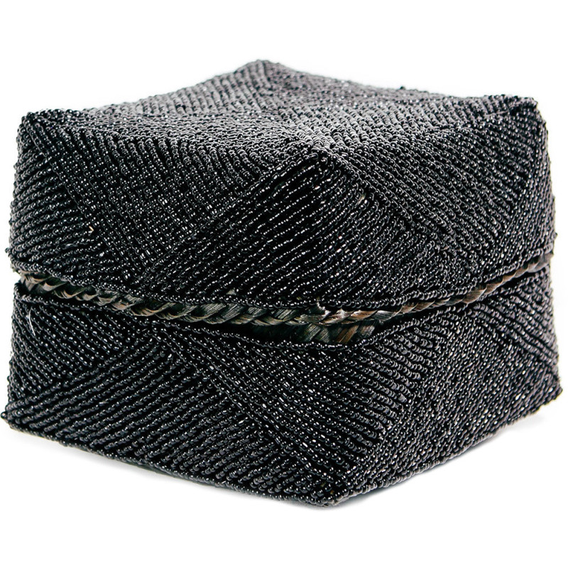 Boite de rangement originale 20 cm en Perle Bambou Noir The Beaded 