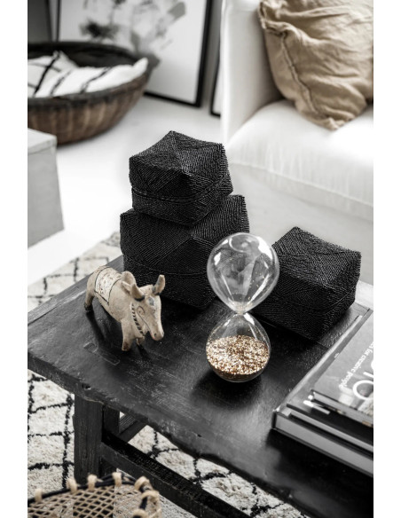 Boite de rangement originale 20 cm en Perle Bambou Noir The Beaded 