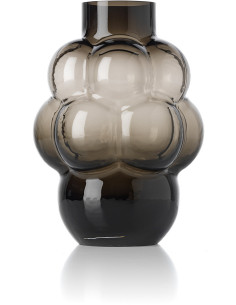 Vase design Bulles Organique H 25 cm Verre recyclé Gris fumé The Grape 