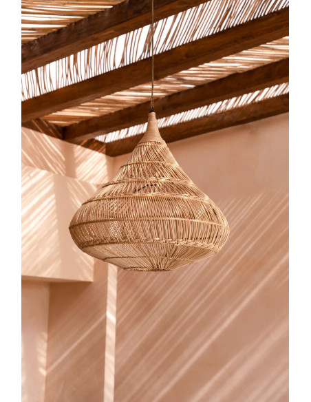 Abat jour original XL Goutte pour suspension 80 cm en Rotin Naturel The Drop 