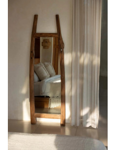 Miroir moderne sur pied Rectangulaire 55x170 en Bois de teck recyclé Naturel The Fabulook 