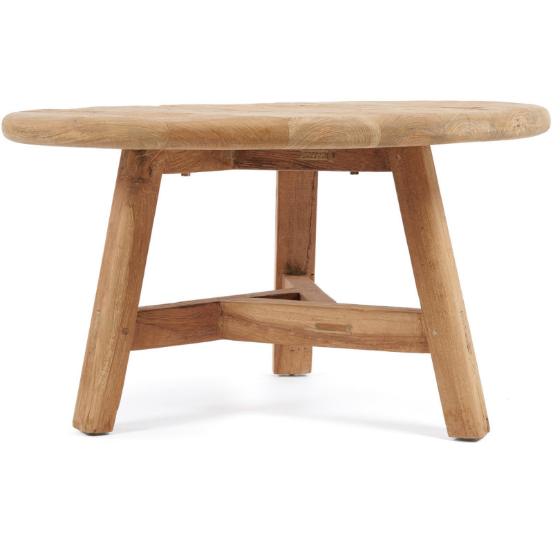 Table basse moderne Ronde 80 cm en Bois de teck recyclé Naturel The Fusuma 