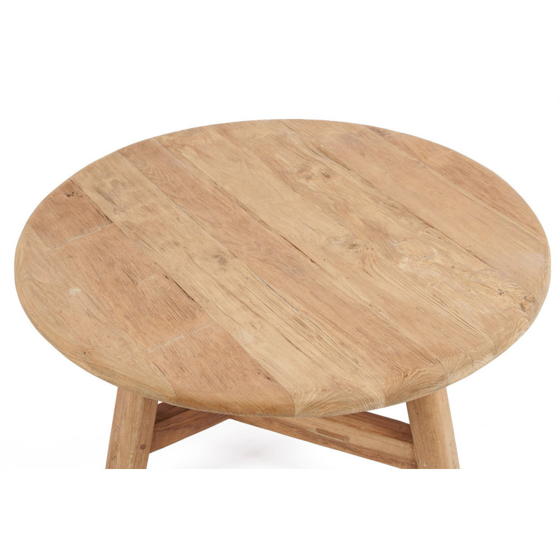 Table basse moderne Ronde 80 cm en Bois de teck recyclé Naturel The Fusuma 