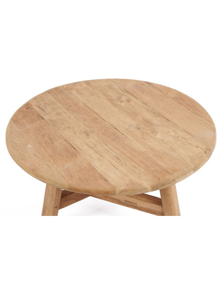 Table basse moderne Ronde 80 cm en Bois de teck recyclé Naturel The Fusuma 
