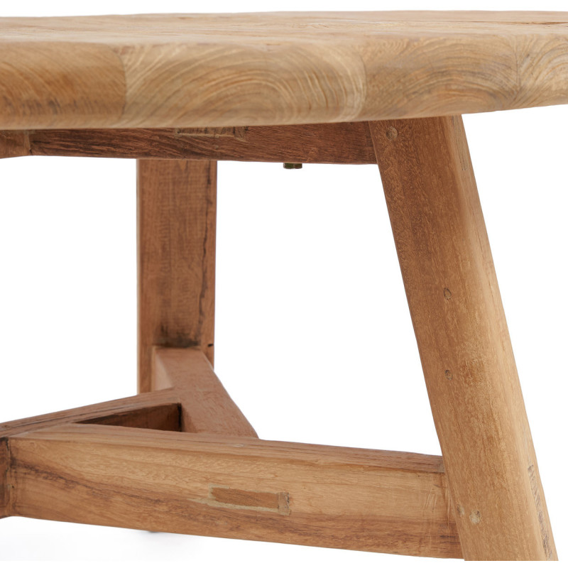 Table basse moderne Ronde 80 cm en Bois de teck recyclé Naturel The Fusuma 