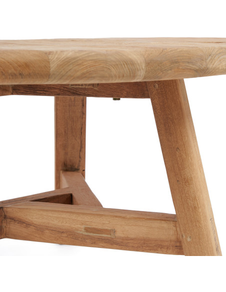 Table basse moderne Ronde 80 cm en Bois de teck recyclé Naturel The Fusuma 