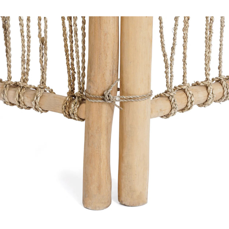 Paravent original Bohème chic 3 panneaux en Bois de teck Herbe de mer Naturel The Room Divider 