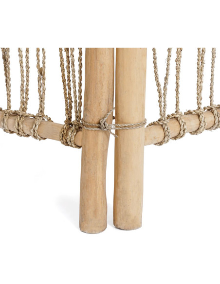 Paravent original Bohème chic 3 panneaux en Bois de teck Herbe de mer Naturel The Room Divider 