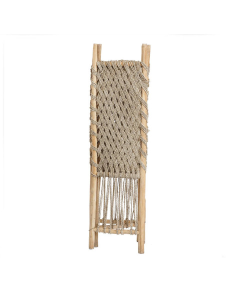 Paravent original Bohème chic 3 panneaux en Bois de teck Herbe de mer Naturel The Room Divider 