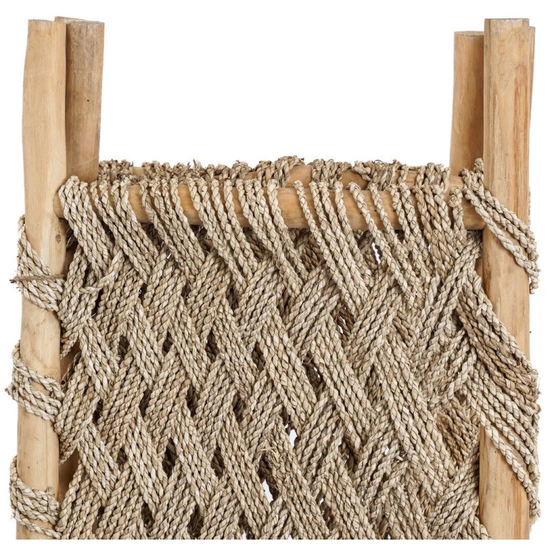 Paravent original Bohème chic 3 panneaux en Bois de teck Herbe de mer Naturel The Room Divider 