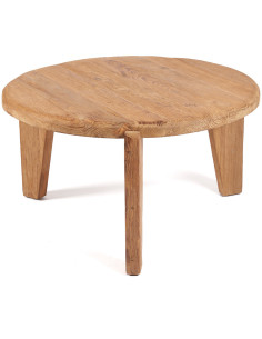 Table basse moderne Ronde 80 cm en Bois de teck recyclé Naturel The Wabi Sabi 