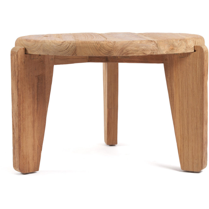 Table basse moderne Ronde 80 cm en Bois de teck recyclé Naturel The Wabi Sabi 