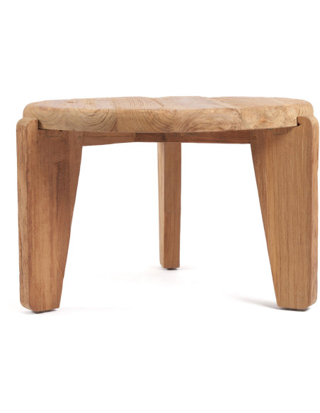 Table basse moderne Ronde 80 cm en Bois de teck recyclé Naturel The Wabi Sabi 