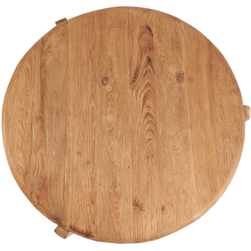 Table basse moderne Ronde 80 cm en Bois de teck recyclé Naturel The Wabi Sabi 