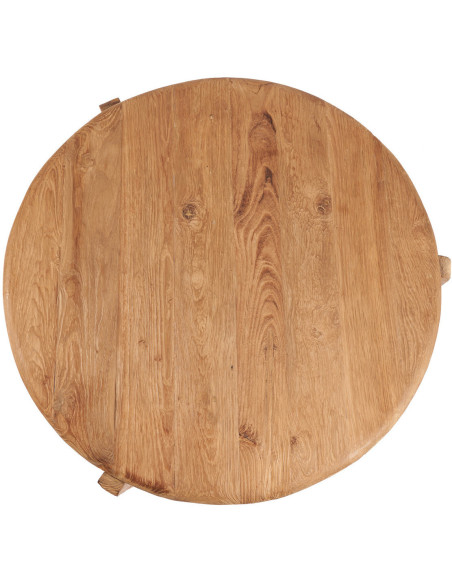 Table basse moderne Ronde 80 cm en Bois de teck recyclé Naturel The Wabi Sabi 