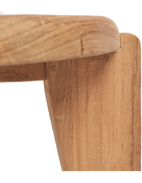 Table basse moderne Ronde 80 cm en Bois de teck recyclé Naturel The Wabi Sabi 