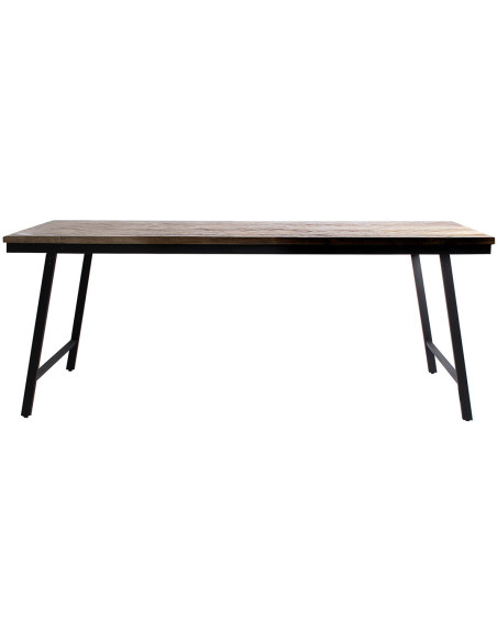 Console moderne pliante Rectangulaire en Métal Noir Bois de teck Naturel Motif chevrons The Herringbone 