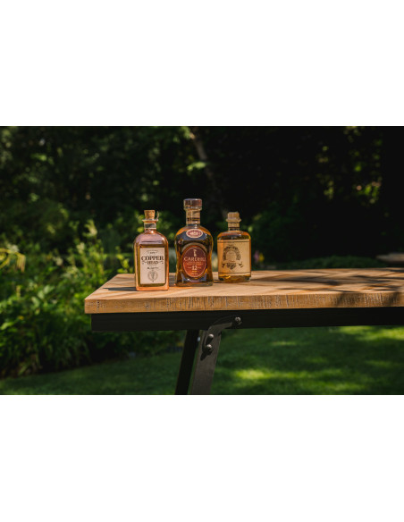 Console moderne pliante Rectangulaire en Métal Noir Bois de teck Naturel Motif chevrons The Herringbone 