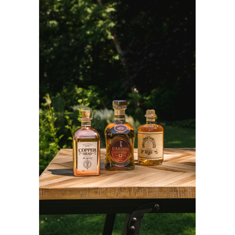 Console moderne pliante Rectangulaire en Métal Noir Bois de teck Naturel Motif chevrons The Herringbone 