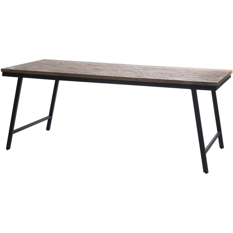 Console moderne pliante Rectangulaire en Métal Noir Bois de teck Naturel Motif chevrons The Herringbone 