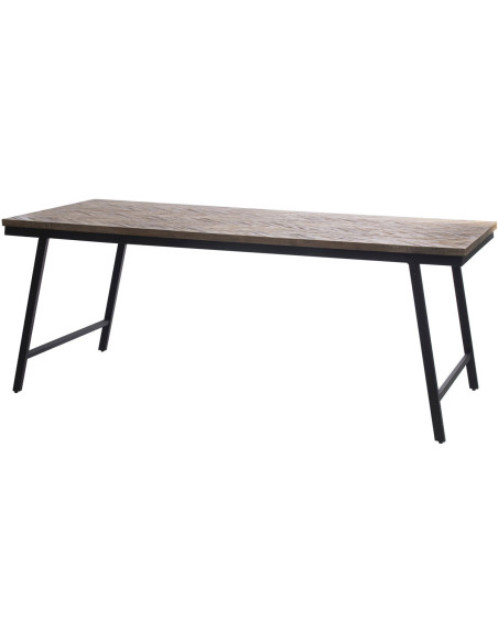 Console moderne pliante Rectangulaire en Métal Noir Bois de teck Naturel Motif chevrons The Herringbone 