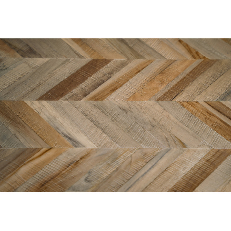 Console moderne pliante Rectangulaire en Métal Noir Bois de teck Naturel Motif chevrons The Herringbone 