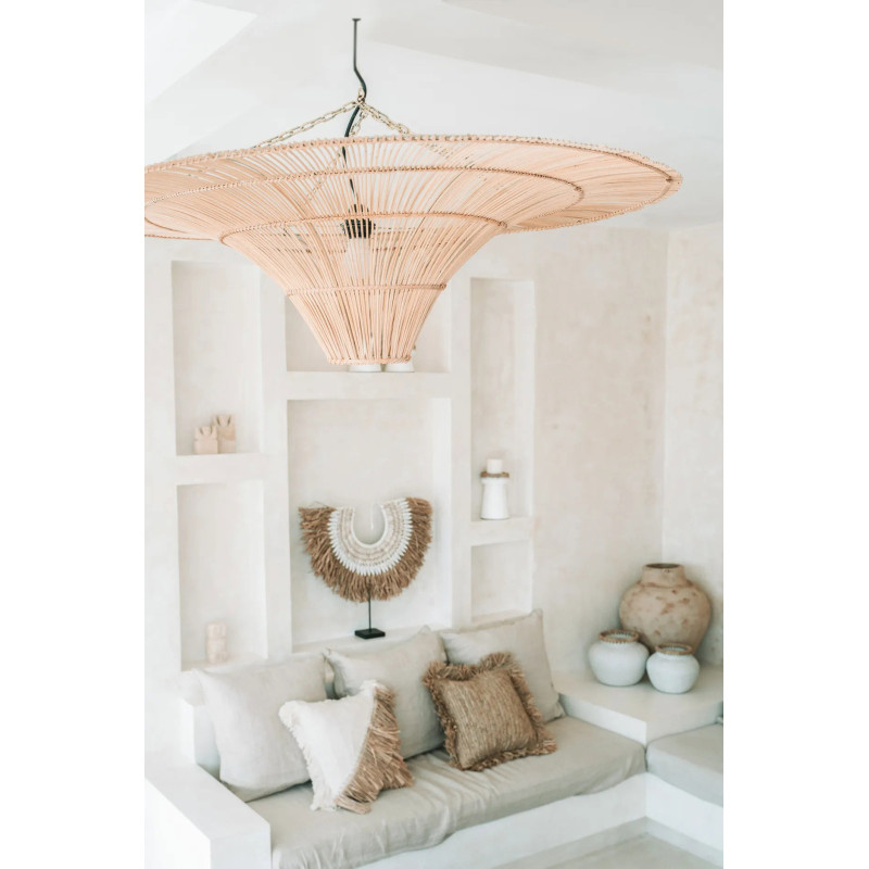 Abat jour original XL pour suspension 110 cm en Rotin Naturel The Sky 
