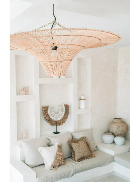 Abat jour original XL pour suspension 110 cm en Rotin Naturel The Sky 