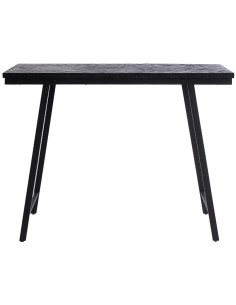 Table mange debout moderne pliante Rectangulaire 4 personnes en Métal Bois de teck Noir Patiné Motif chevrons The Herringbone 