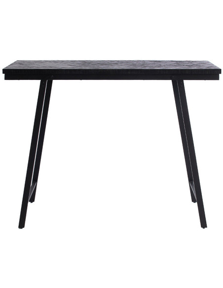Table mange debout moderne pliante Rectangulaire 4 personnes en Métal Bois de teck Noir Patiné Motif chevrons The Herringbone 