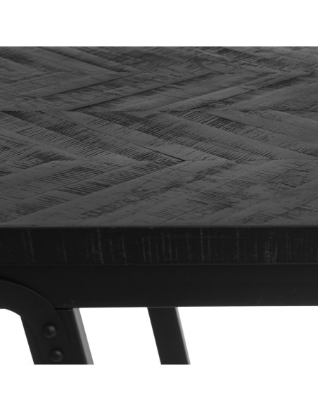 Table mange debout moderne pliante Rectangulaire 4 personnes en Métal Bois de teck Noir Patiné Motif chevrons The Herringbone 