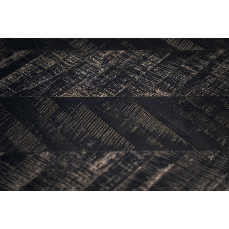 Table mange debout moderne pliante Rectangulaire 4 personnes en Métal Bois de teck Noir Patiné Motif chevrons The Herringbone 