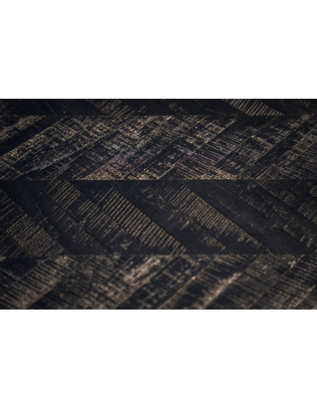 Table mange debout moderne pliante Rectangulaire 4 personnes en Métal Bois de teck Noir Patiné Motif chevrons The Herringbone 