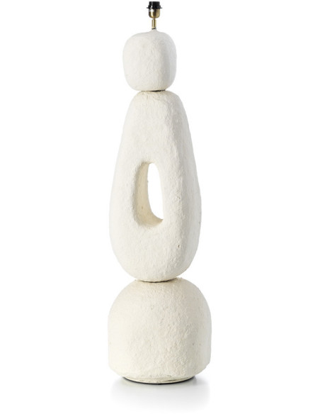 Grand Lampadaire sur pied ethnique organique H 153 cm Papier mâché Blanc Tissu Beige The Lampatha Christie 