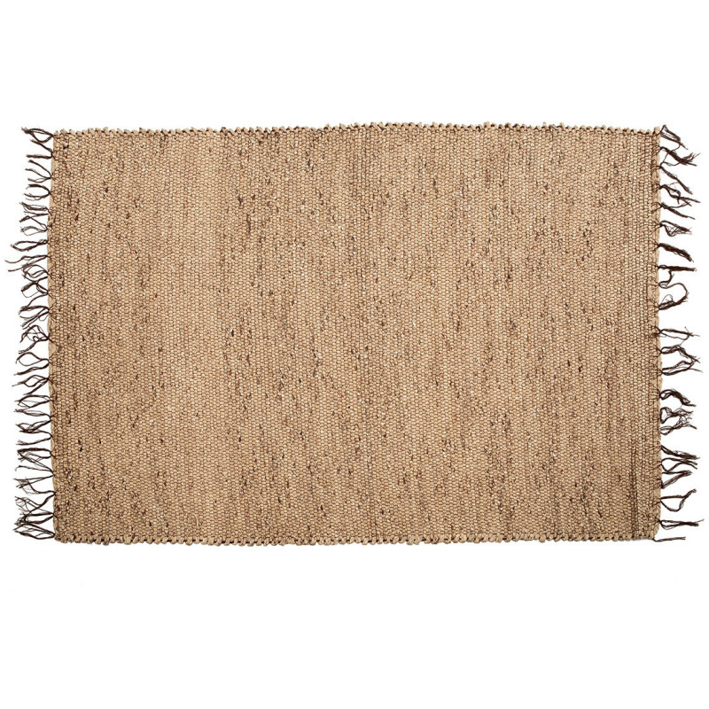Tapis Rectangulaire 180x260 en Jacinthe d'eau Naturel Coton Naturel avec franges The Killing Field 