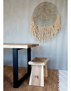 Tapis Rectangulaire 180x260 en Jacinthe d'eau Naturel Coton Naturel avec franges The Killing Field 