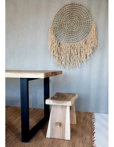 Tapis Rectangulaire 180x260 en Jacinthe d'eau Naturel Coton Naturel avec franges The Killing Field 