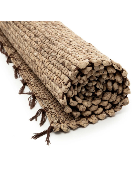 Tapis Rectangulaire 180x260 en Jacinthe d'eau Naturel Coton Naturel avec franges The Killing Field 