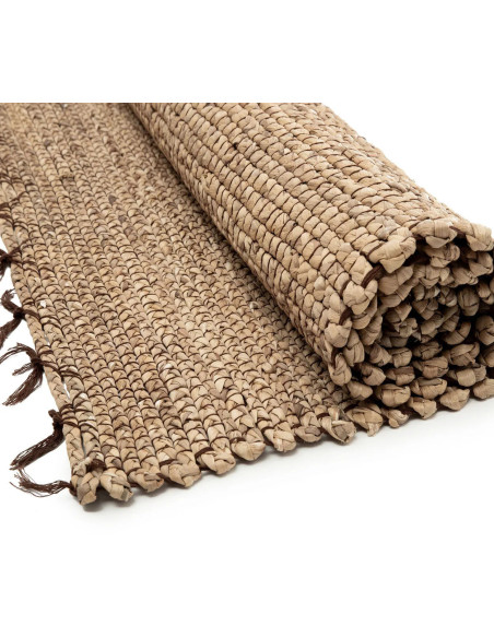 Tapis Rectangulaire 180x260 en Jacinthe d'eau Naturel Coton Naturel avec franges The Killing Field 