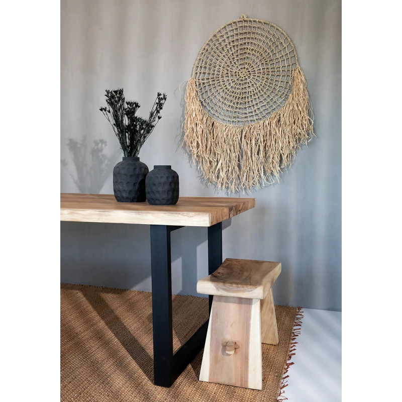 Tapis Rectangulaire 180x260 en Jacinthe d'eau Naturel Coton Naturel avec franges The Killing Field 