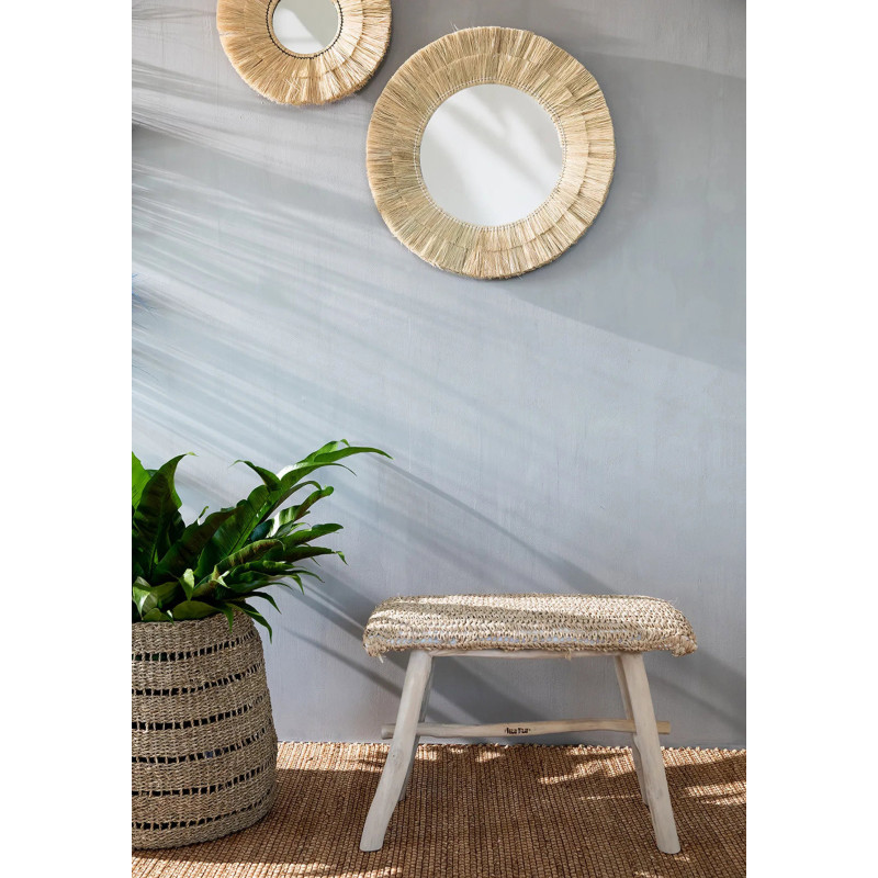 Tapis Rectangulaire 180x260 en Jacinthe d'eau Naturel Coton Naturel avec franges The Killing Field 