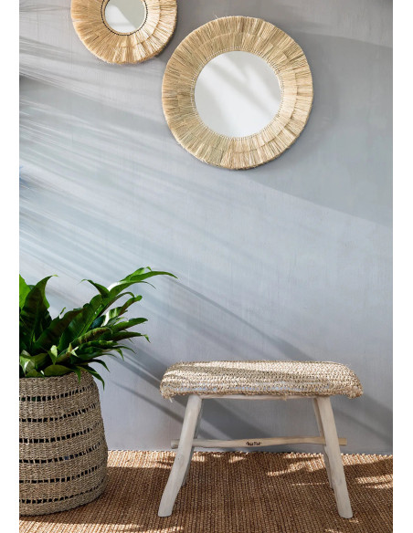 Tapis Rectangulaire 180x260 en Jacinthe d'eau Naturel Coton Naturel avec franges The Killing Field 