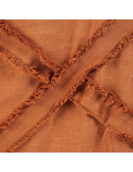 Plaid XXL original Bohème chic 300x240 en Coton Terracotta Avec pompons The Berbe 