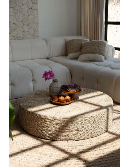 Pouf original XXL Rond 100 cm en Herbe marine Naturel The Huge 